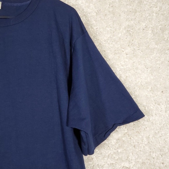 L.L. Bean Men Large Knit Pullover Shirt Blue Short Sleeve Made in USA Minimalist - Picture 3 of 9